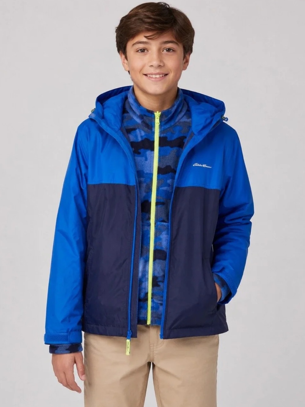 Eddie Bauer Kids Blue Fleece Waterproof Hooded Jacket